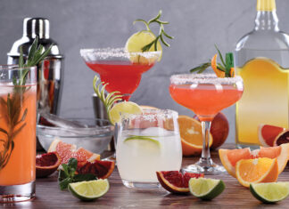 Drinks And Cocktails With Tequila Based Different Citrus Fruits
