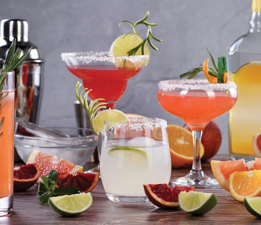 Drinks And Cocktails With Tequila Based Different Citrus Fruits