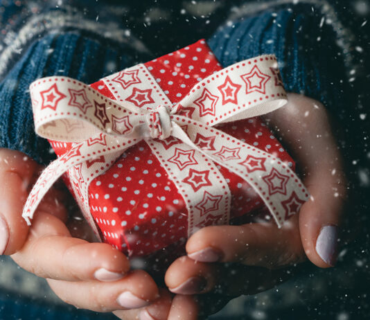 Close Up Shot Of Female Hands Holding A Small Gift