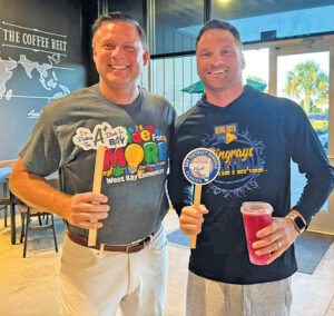 Bay District Schools School Board Chair Steve Moss Poses For A First Day Photo With A Bpa Teacher.